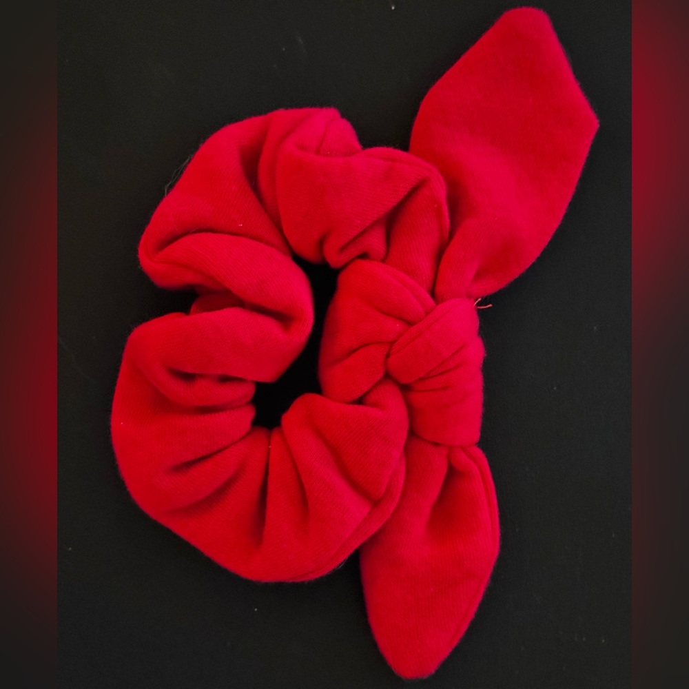 KENSIE Knit Red Hair Scrunchie with Bow Preppy Hair Tie Elastic Hair Band